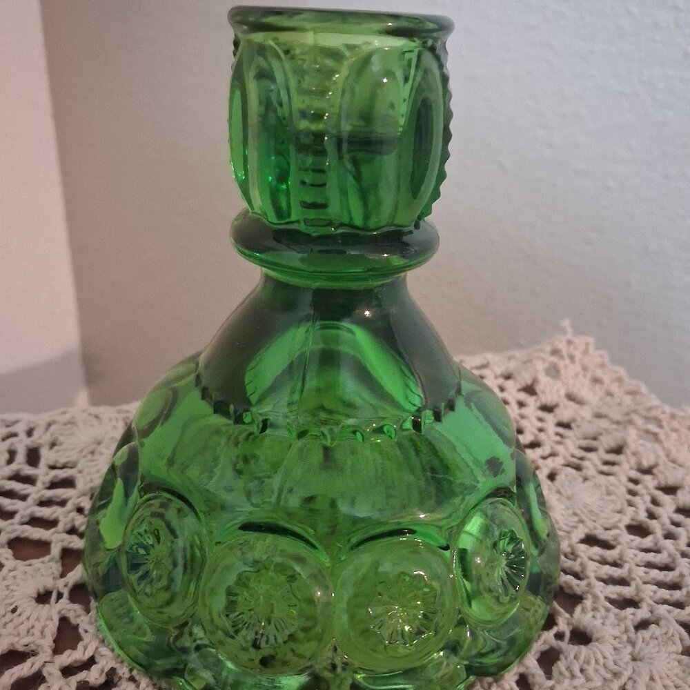 Vintage LE Smith Moons And Stars Green Candlestick | Single Candleholder